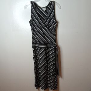Rave Women's Size Medium Monochrome Striped Midi Dress. Party, Fun